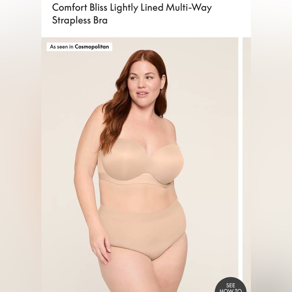 Cacique Comfort Bliss Lightly Lined Strapless Bra, GUC, Cafe Mocha